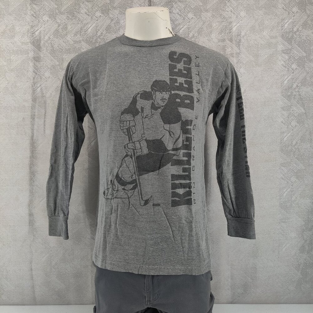Rio Grande Valley Killer Bees Shirt Mens Small Gray Hockey Long Sleeve Tee Top
